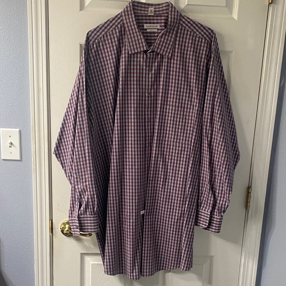 Van Heusen Purple and White Gingham Shirt